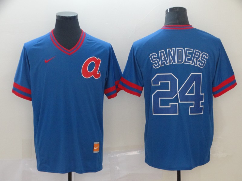 Men's Atlanta Braves Deion Sanders #24 Blue Jersey